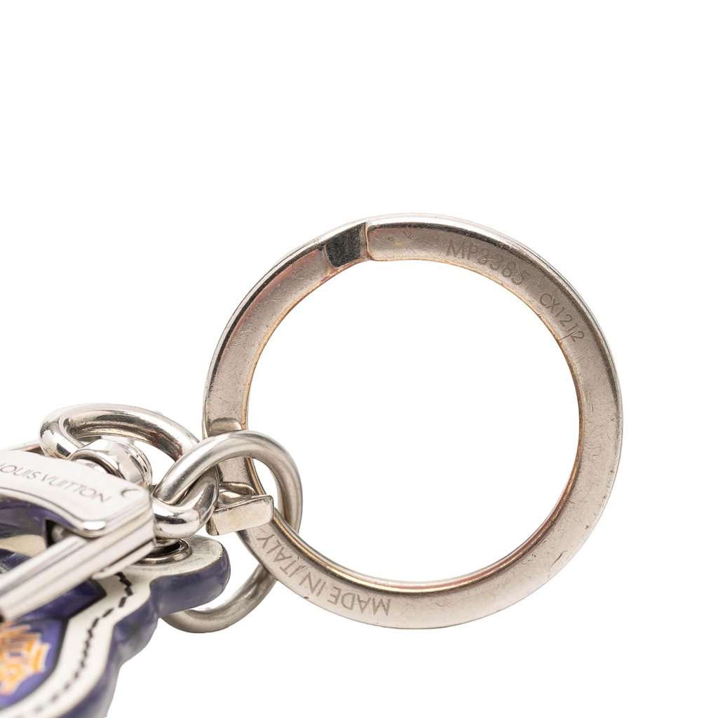 Louis Vuitton Printed Leather and Brass LV Varsity Jacket Illustre Bag Charm and Key Holder Purple Leather Very good condition - Box View
