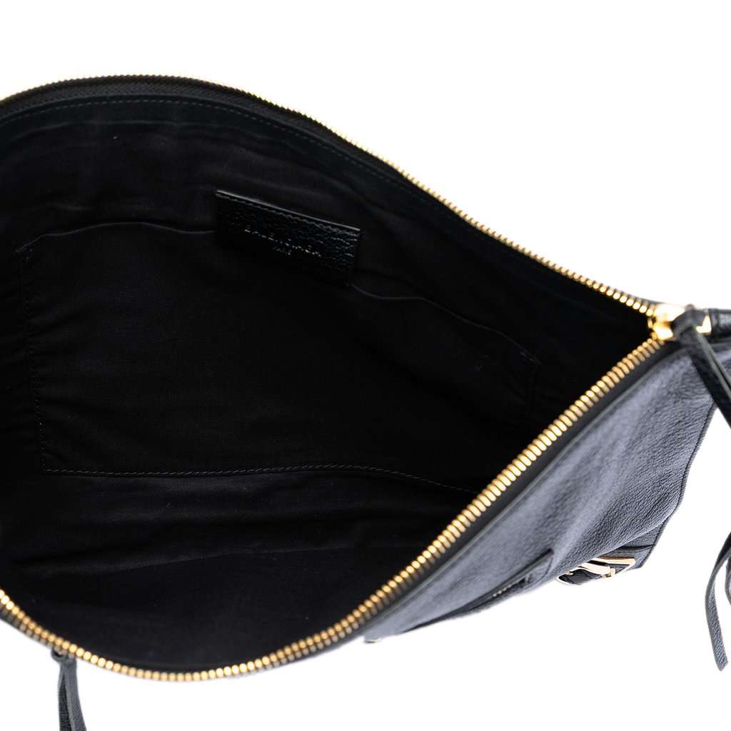 Balenciaga Goatskin Motocross Classic Metallic Edge Clutch Black Leather Very good condition - Model View