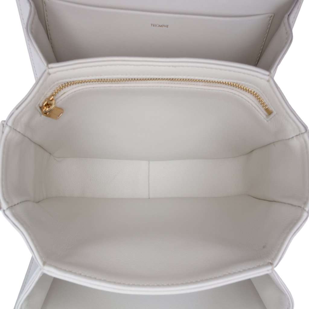 Celine Classique Shiny Calfskin Triomphe Crossbody White Leather Very good - Model View