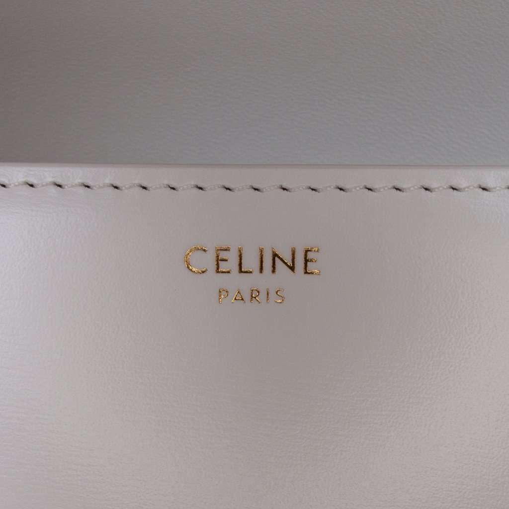 Celine Classique Shiny Calfskin Triomphe Crossbody White Leather Very good - Box View