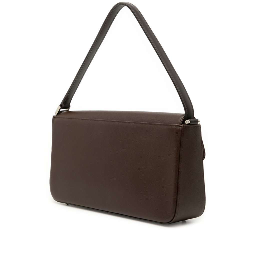 Burberry Leather Flap Shoulder Bag Brown Leather Very good condition - Back View
