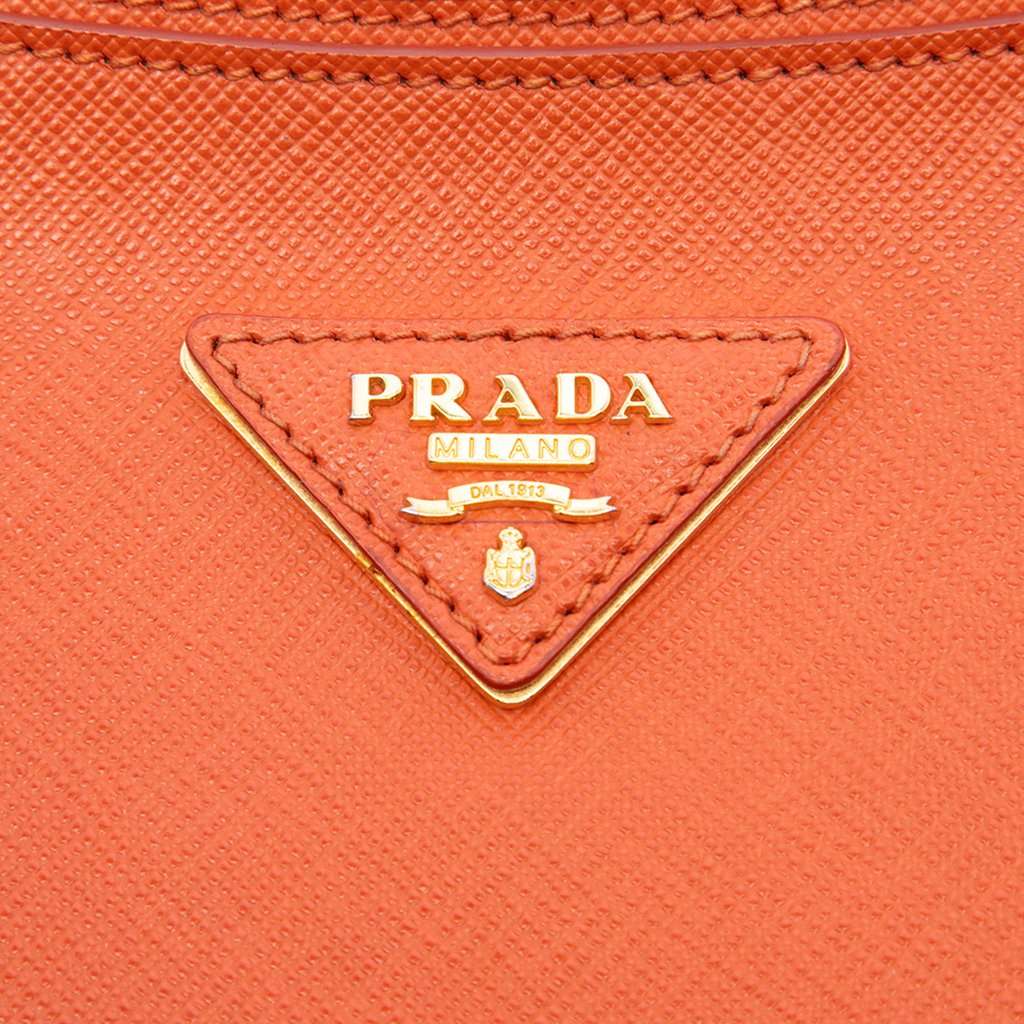 Prada Saffiano Lux Shoulder Bag Orange Leather Very good condition - Box View