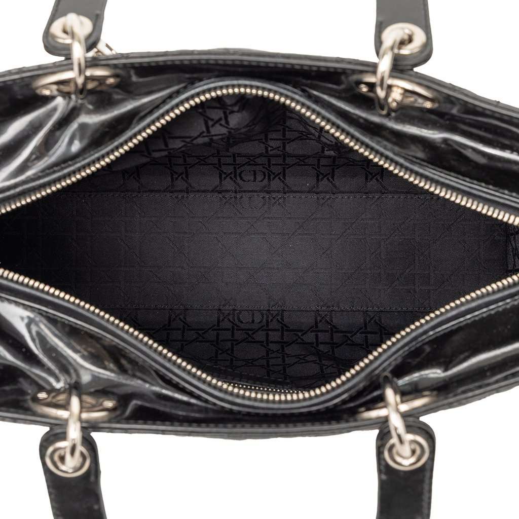 Dior Large Patent Cannage Lady Dior Black Leather Very good condition - Model View