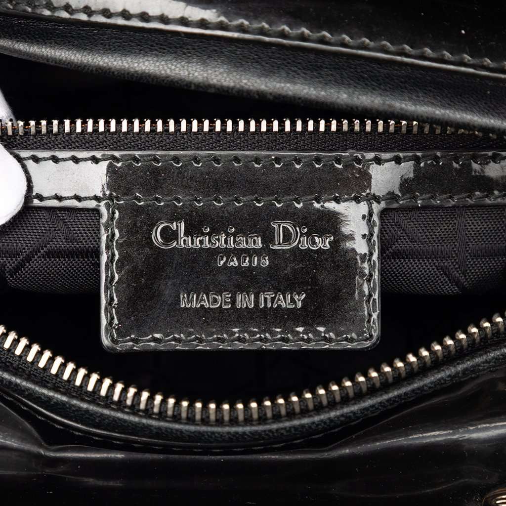 Dior Large Patent Cannage Lady Dior Black Leather Very good condition - Box View