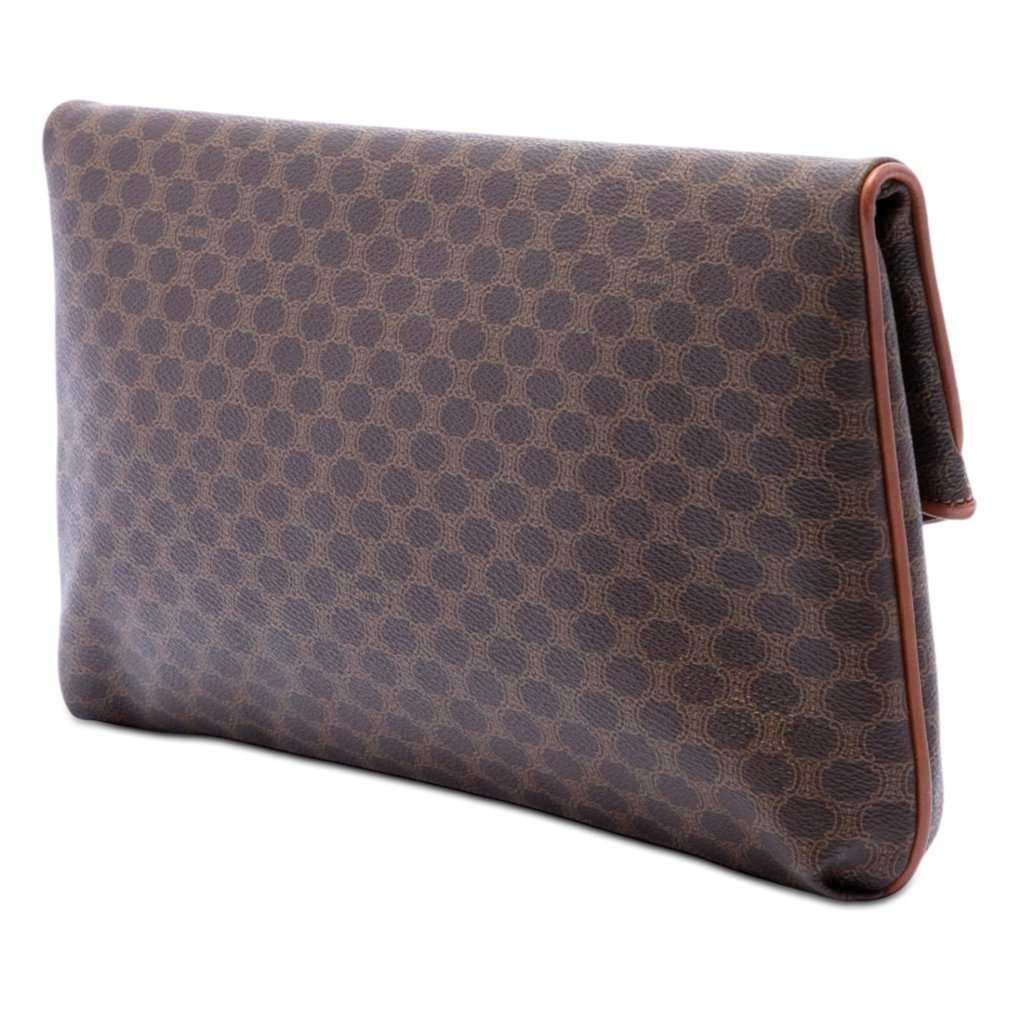 Celine Macadam Coated Canvas Clutch Brown Very good condition - Back View
