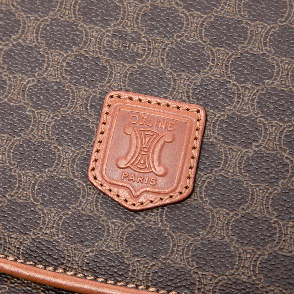 Celine Macadam Coated Canvas Clutch Brown Very good condition - Box View