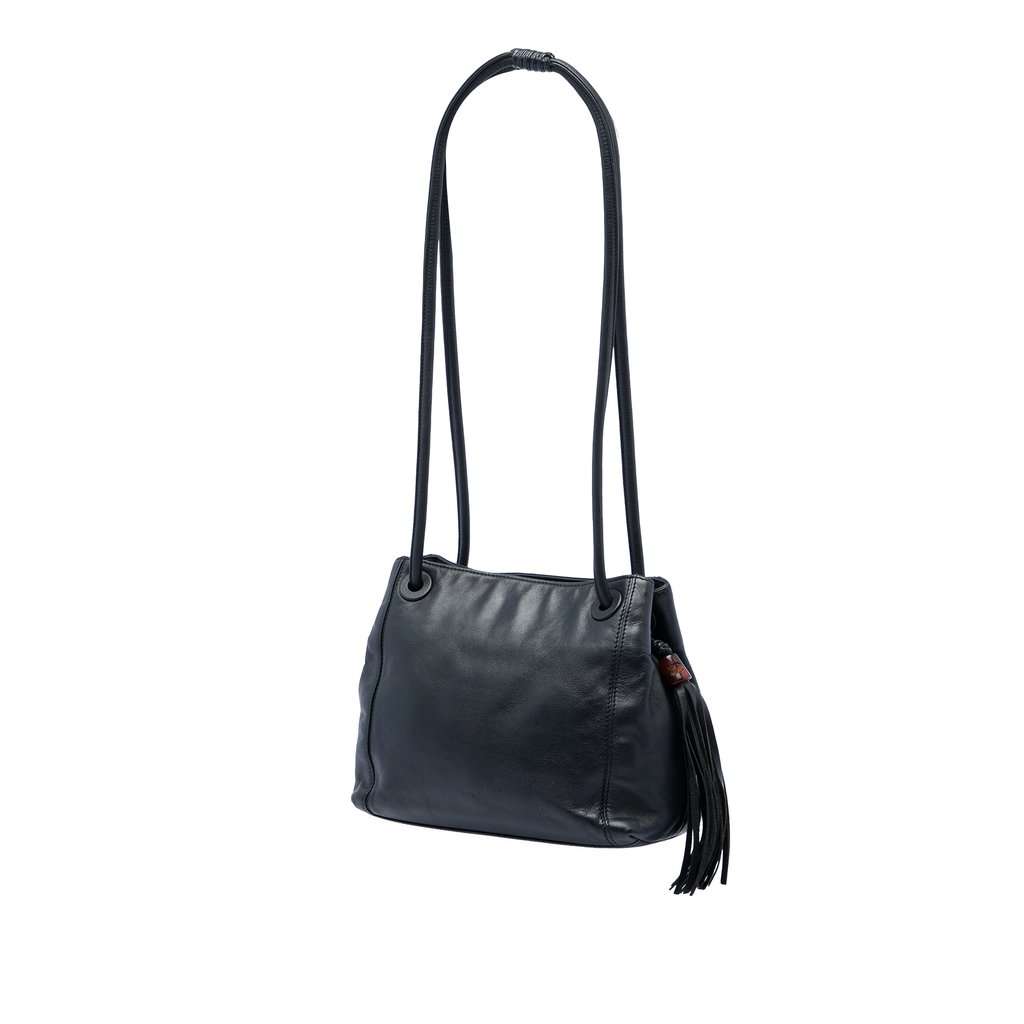 Chanel CC Lambskin Tassel Shoulder Bag Black Leather Very good condition - Back View