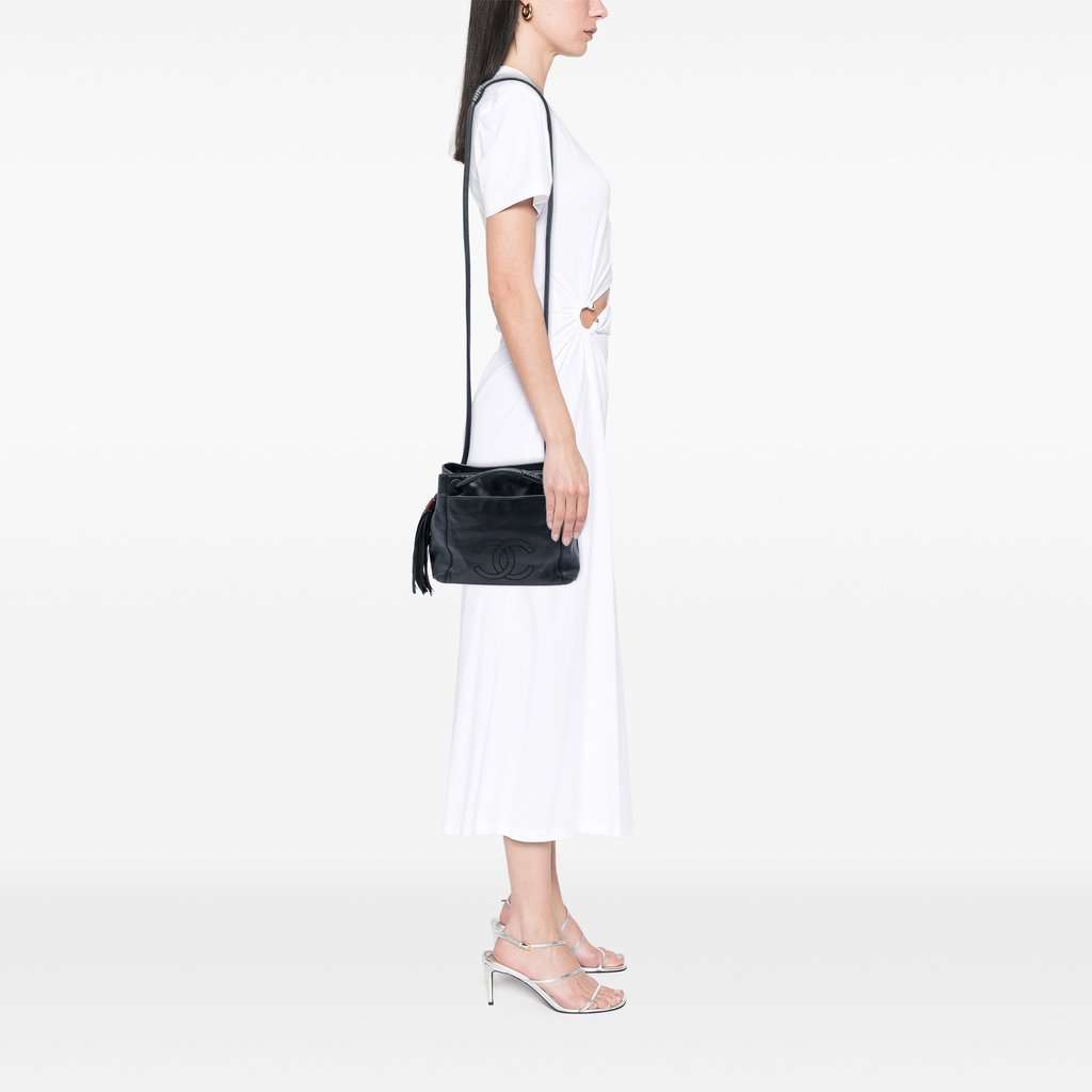 Chanel CC Lambskin Tassel Shoulder Bag Black Leather Very good condition - Box View