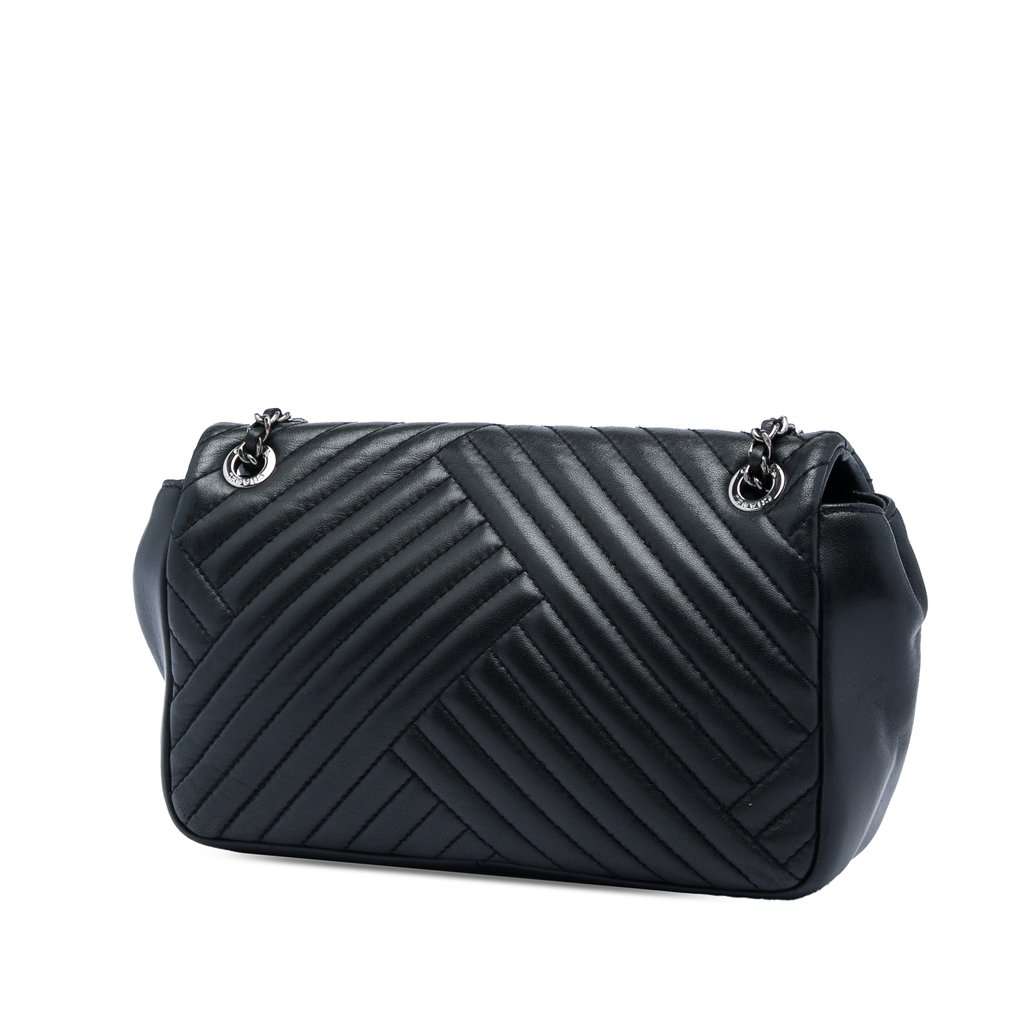 Chanel Small Lambskin CC Crossing Flap Black Leather Very good - Back View