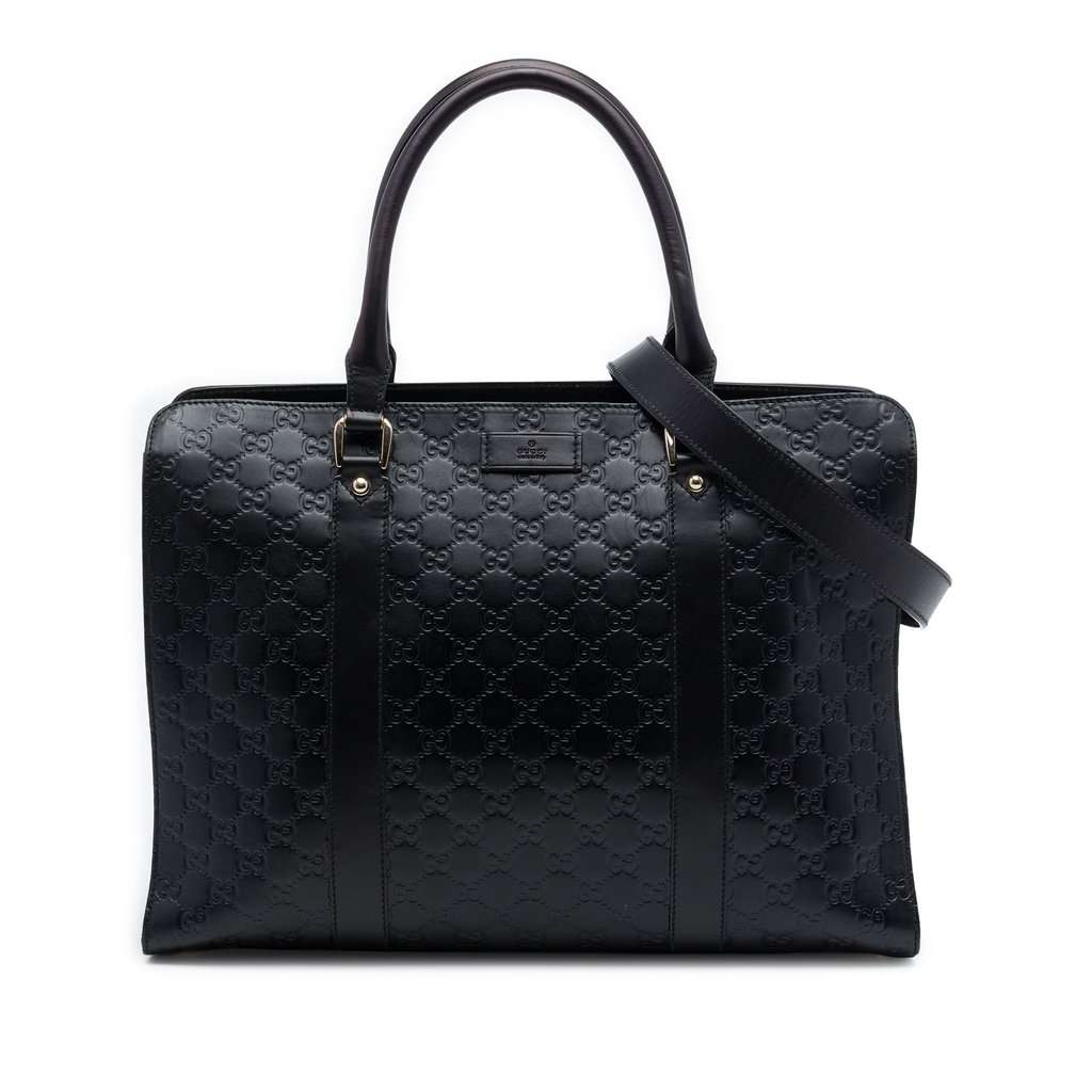 Gucci Medium Guccissima Briefcase Black Leather Very good - Front View