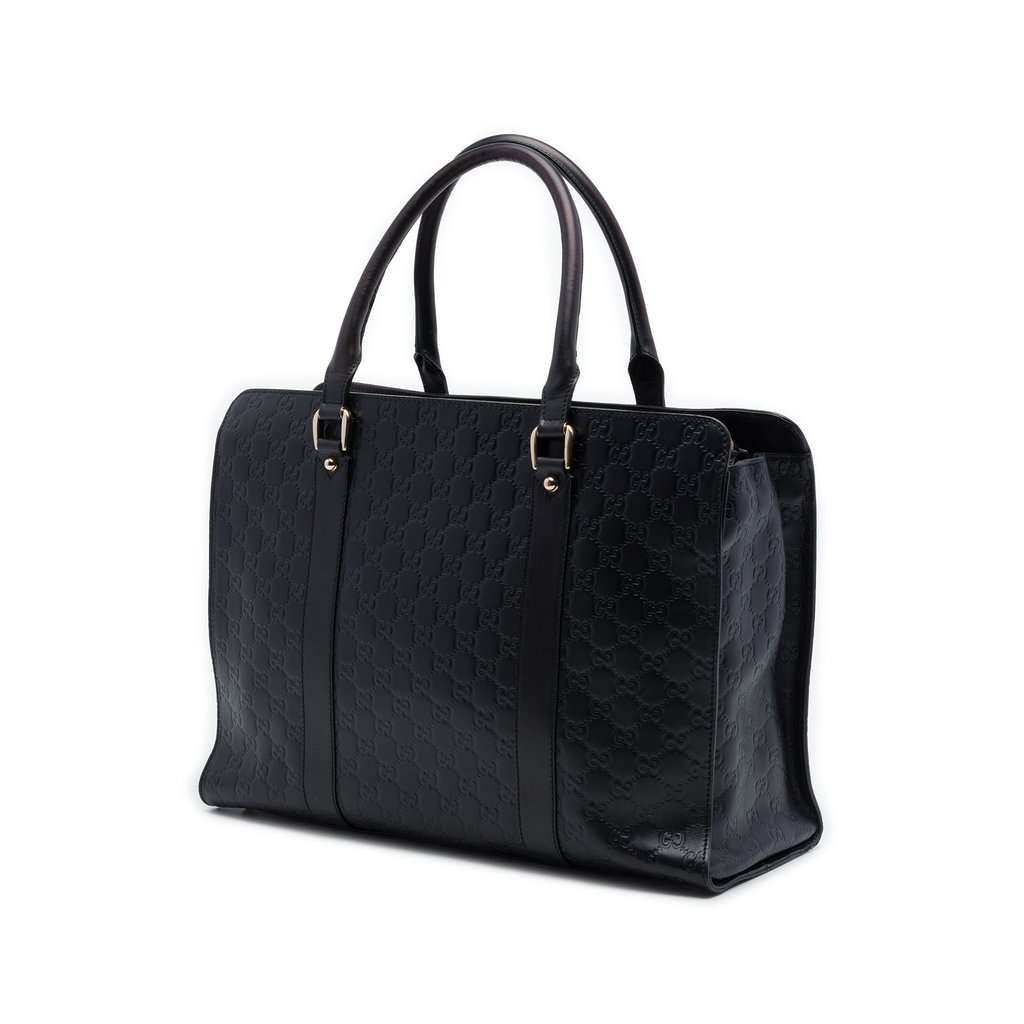 Gucci Medium Guccissima Briefcase Black Leather Very good - Back View