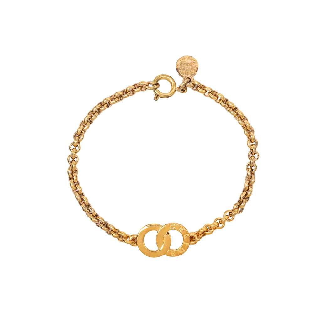 Celine Gold Plated Circle Charm Bracelet Gold Metal Very good condition - Front View