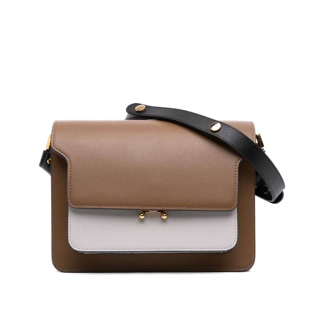 Marni Tricolor Leather Trunk Crossbody Brown Leather Very good condition - Front View