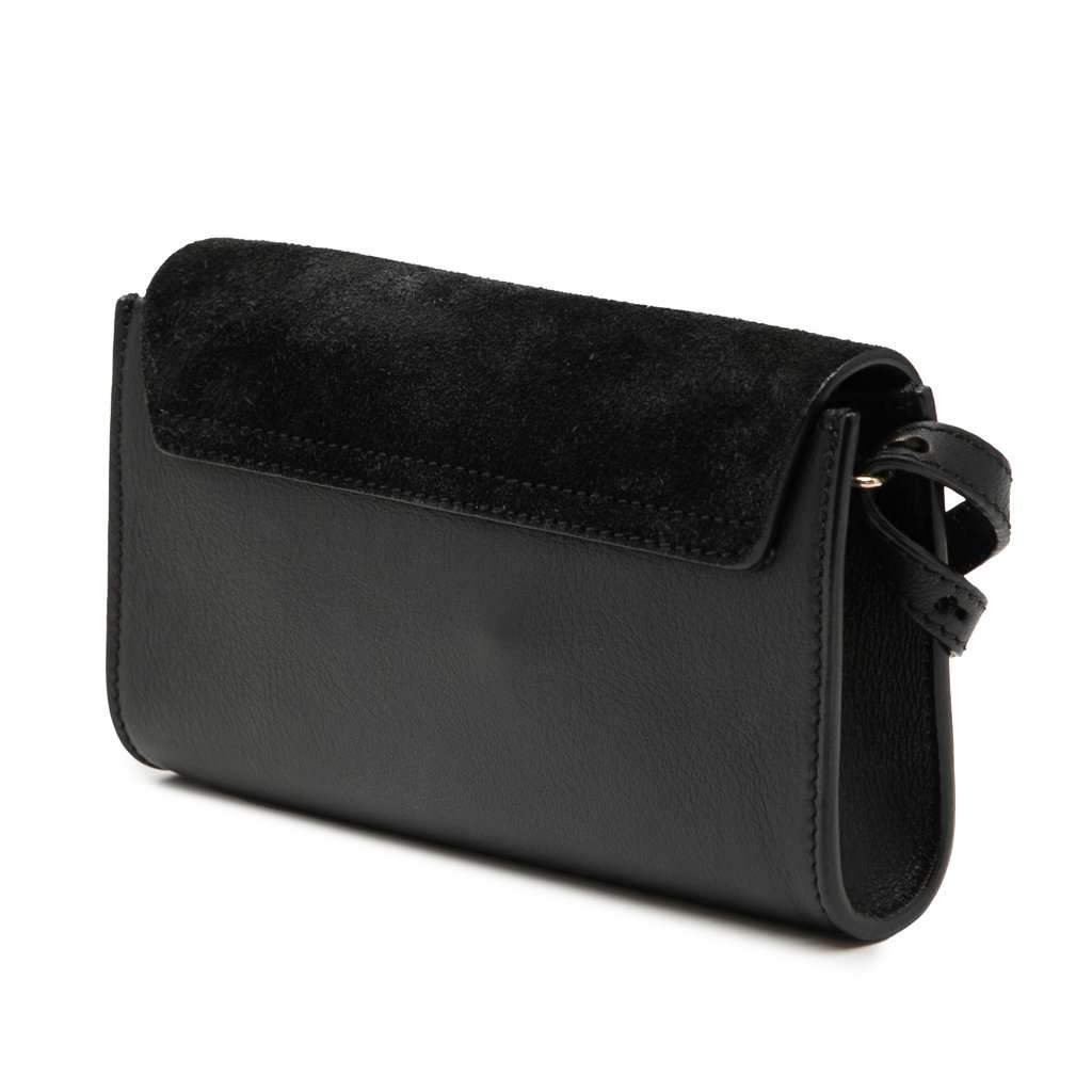 Chloé Mini Calfskin and Suede Faye Chain Crossbody Black Leather Very good condition - Back View