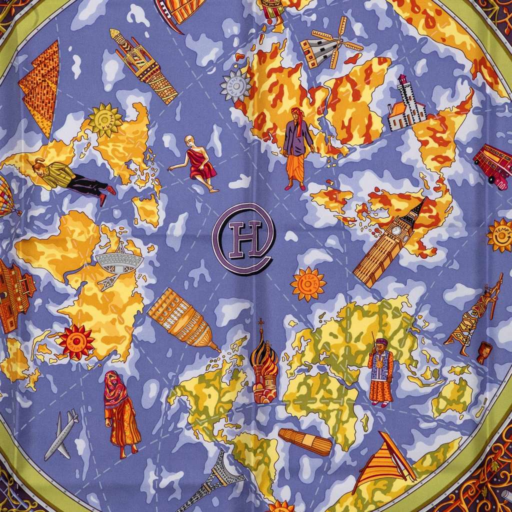 Hermès Www.hermes.com Silk Scarf 90 Blue Very good condition - Back View