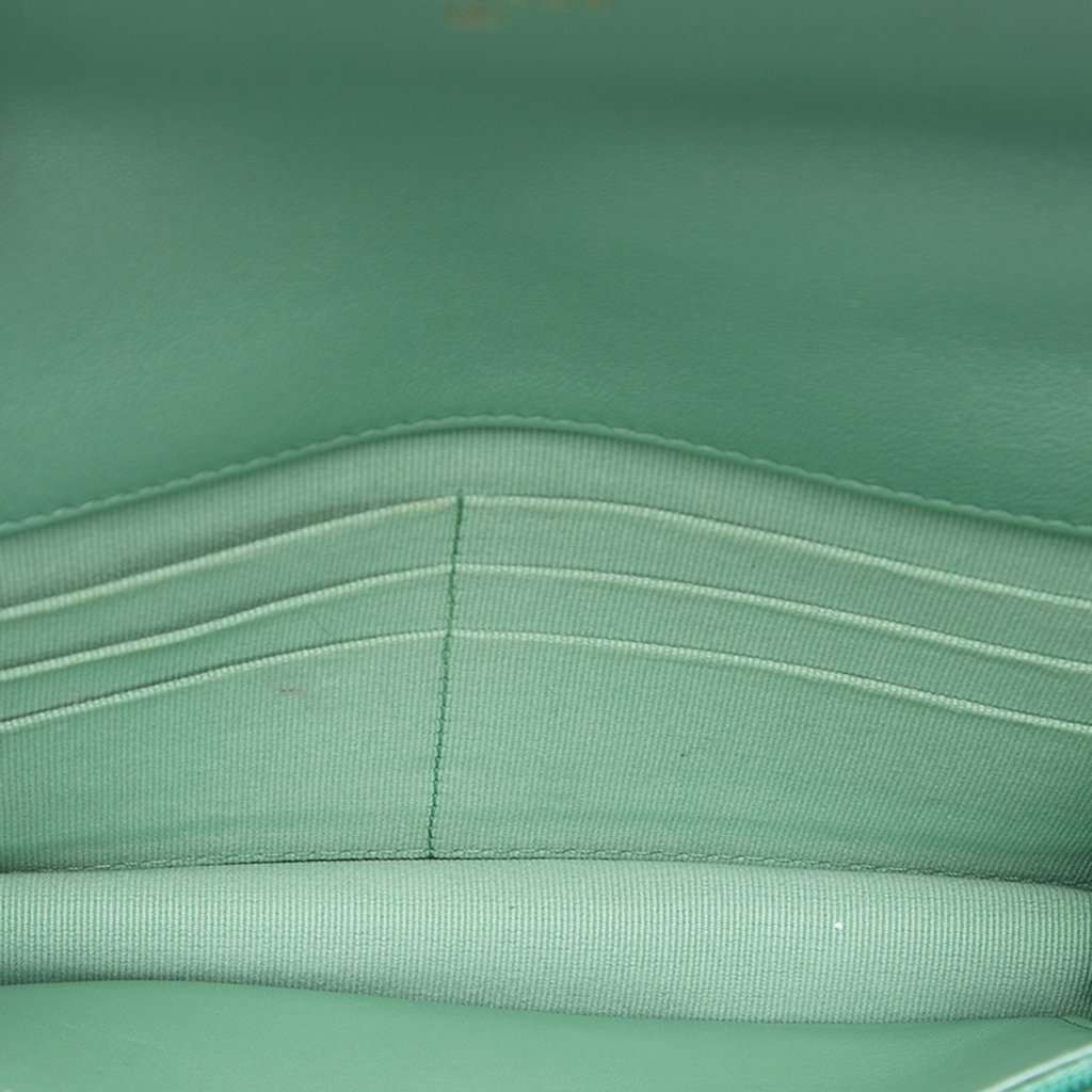 Chanel Quilted Lambskin 19 Wallet on Chain Green Leather Very good - Model View