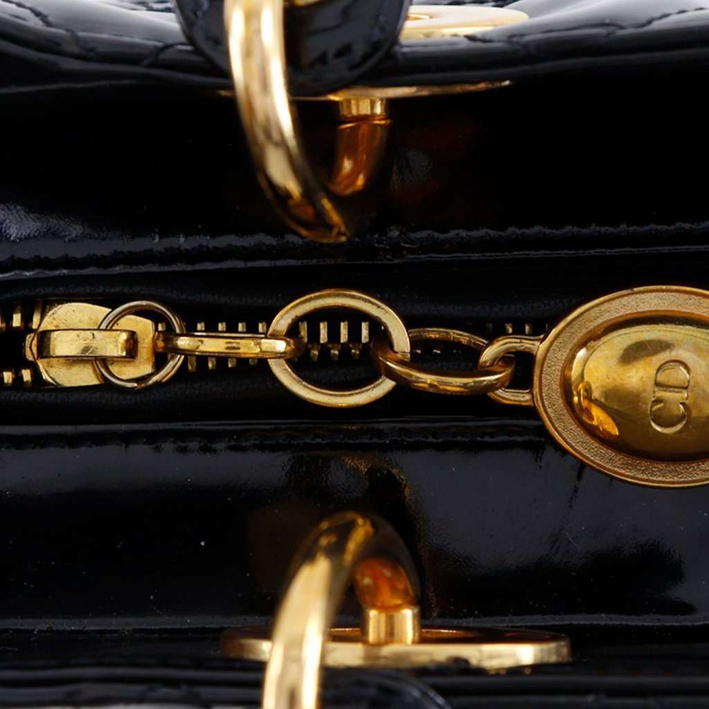 Dior Medium Patent Cannage Lady Dior Black Leather Very good condition - Box View