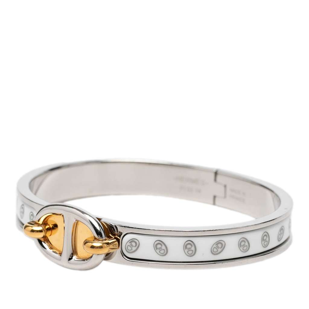 Hermès Narrow Chaine d Ancre Maillon Enamel Clic Bracelet PM White Very good - Back View