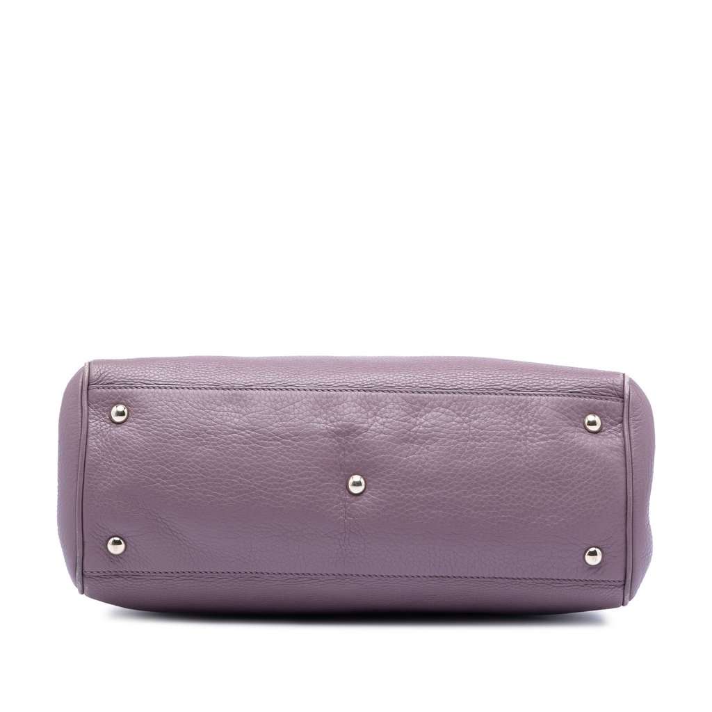 Gucci Medium Calfskin Bamboo Shopper Satchel Purple Leather Very good condition - Inside View