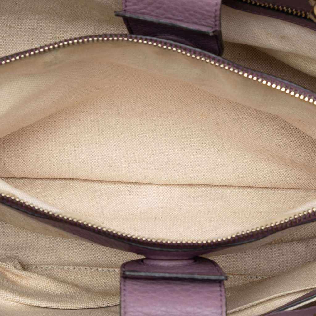 Gucci Medium Calfskin Bamboo Shopper Satchel Purple Leather Very good condition - Model View