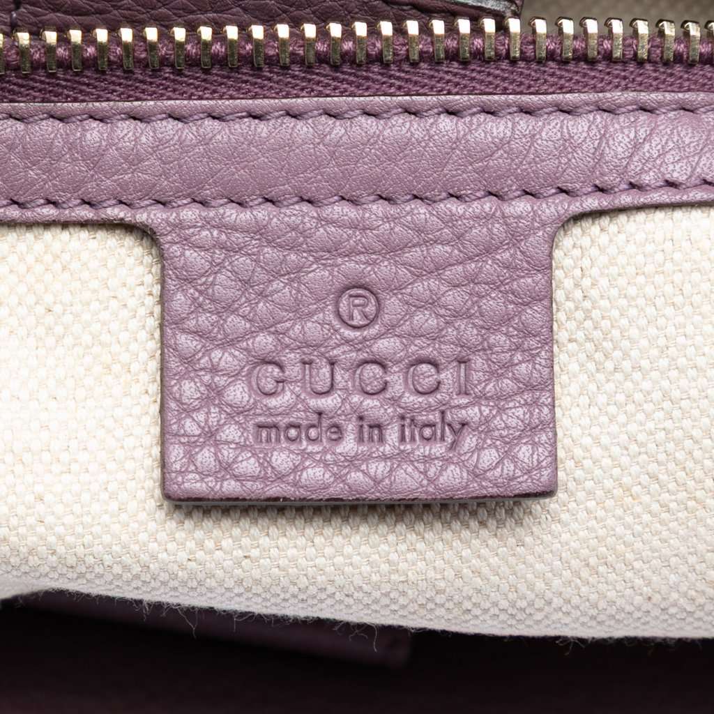 Gucci Medium Calfskin Bamboo Shopper Satchel Purple Leather Very good condition - Box View
