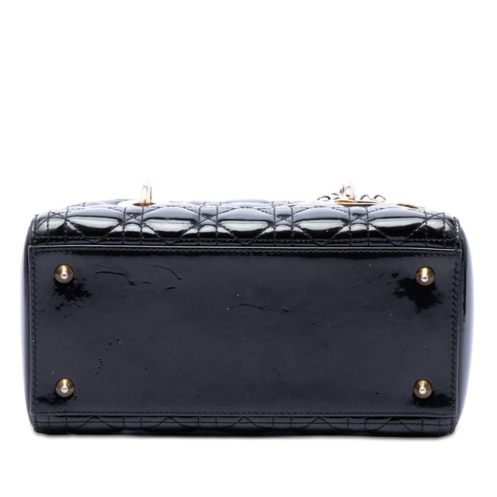 Dior Medium Patent Cannage Lady Dior Black Leather Very good condition - Inside View
