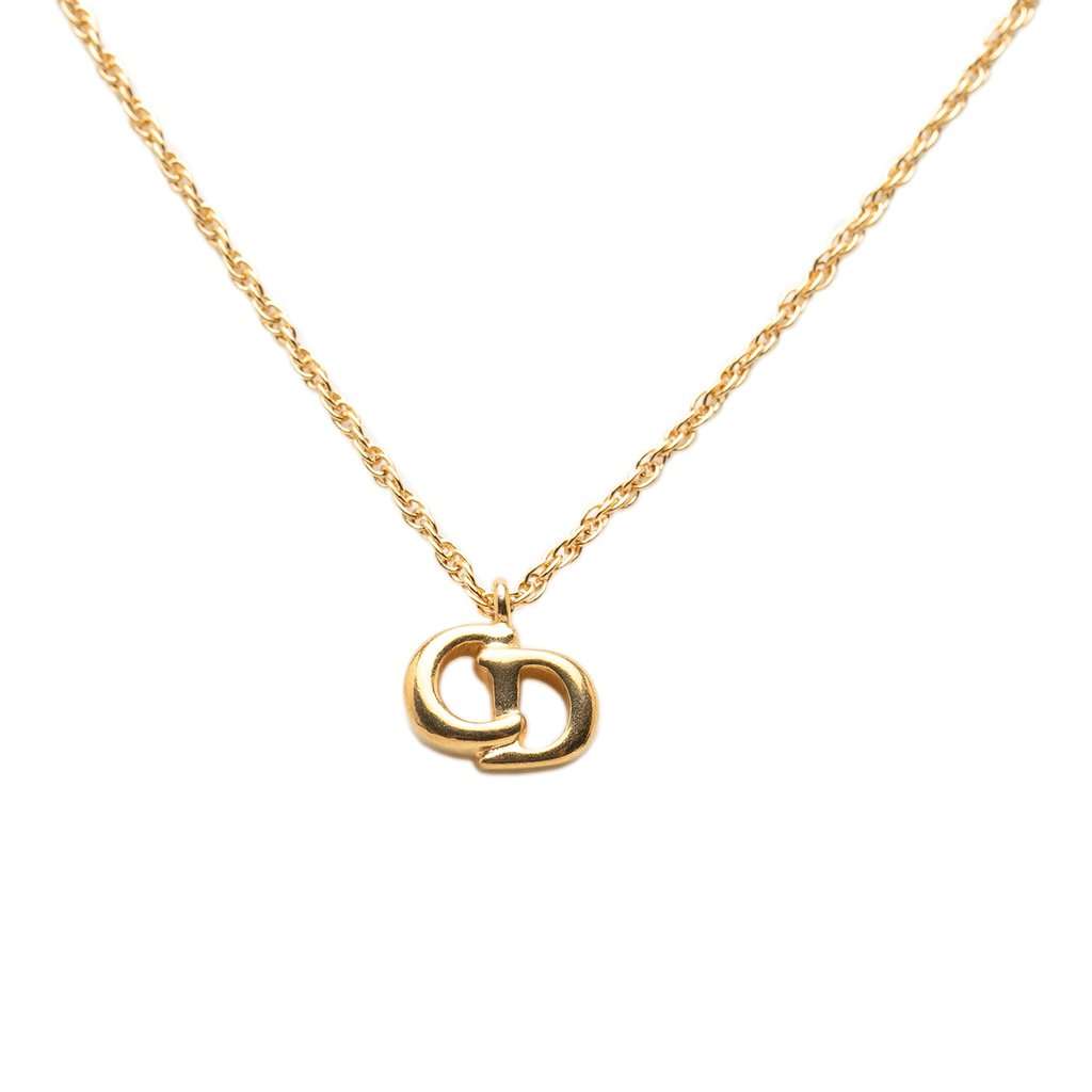 Dior Gold Plated CD Pendant Necklace Gold Metal Very good condition - Back View