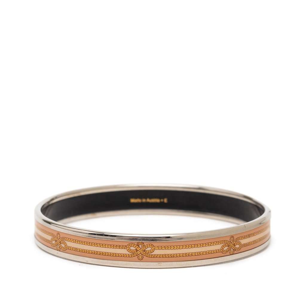 Hermès Narrow Enamel Intertwined Rope Bangle 62 Pink Very good condition - Inside View