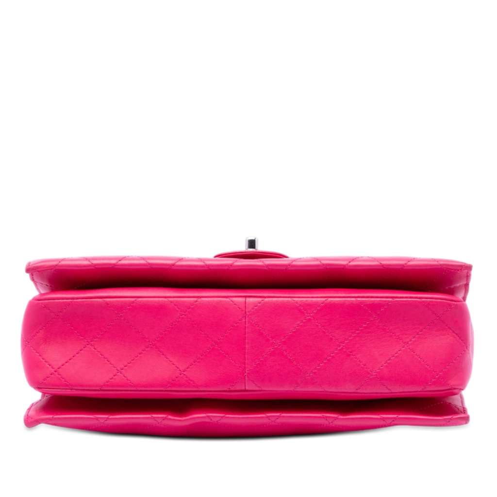 Chanel Jumbo Quilted Lambskin 3 Accordion Double Flap Pink Leather Very good condition - Inside View