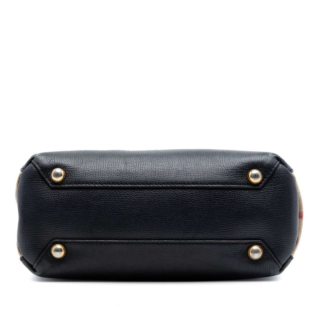 Burberry Small Derby Calfskin and House Check Banner Satchel Black Leather Very good condition - Inside View