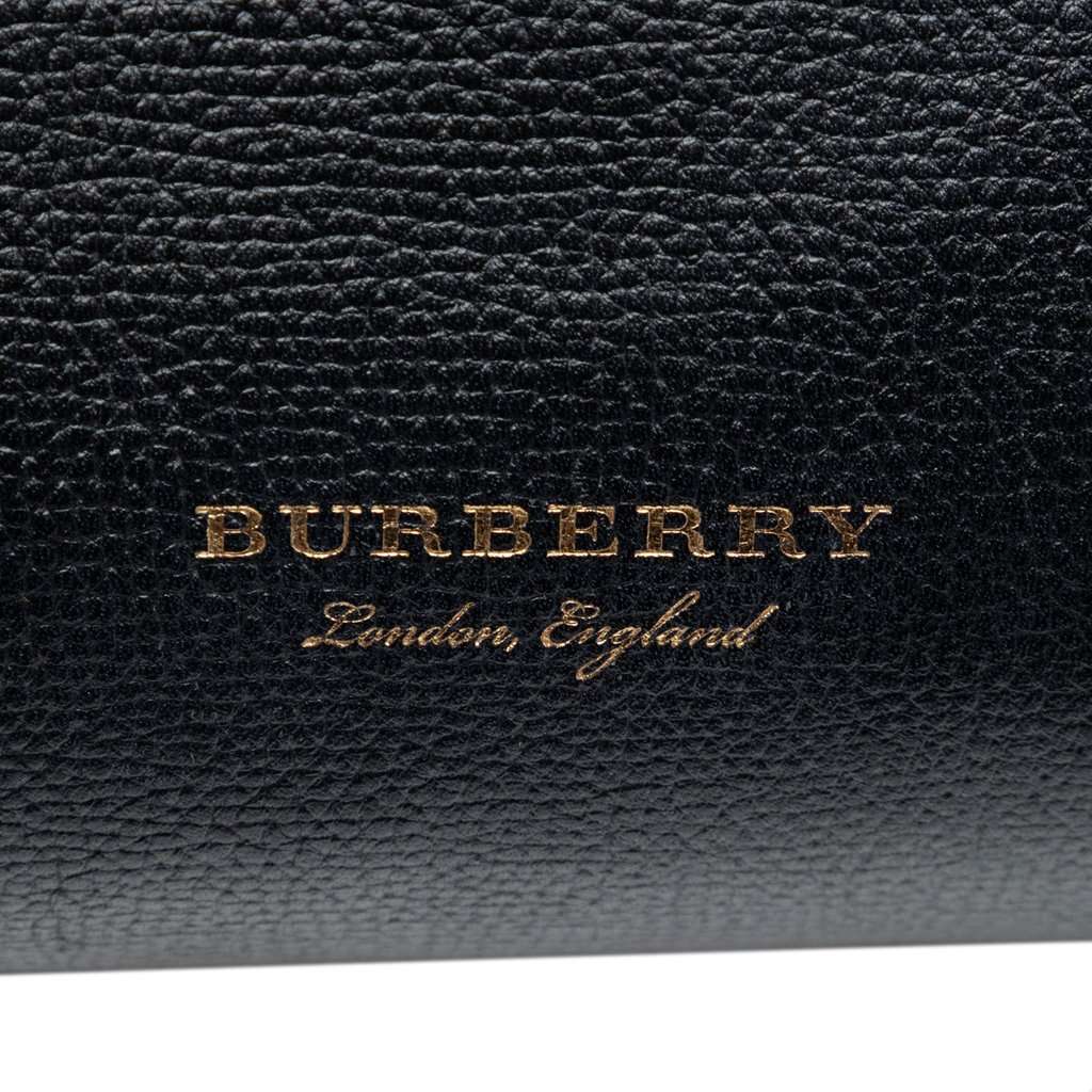 Burberry Small Derby Calfskin and House Check Banner Satchel Black Leather Very good condition - Box View