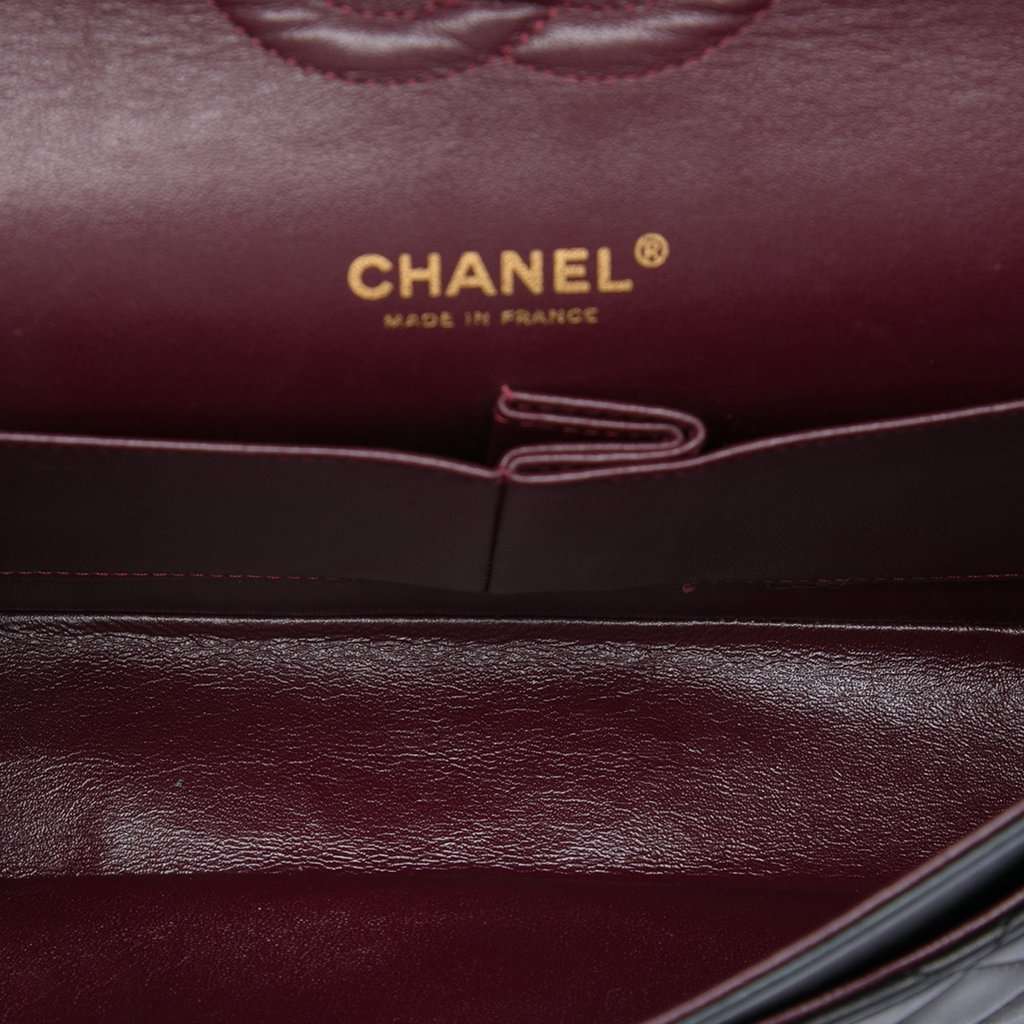 Chanel Medium Classic Lambskin Double Flap Black Leather Very good - Model View