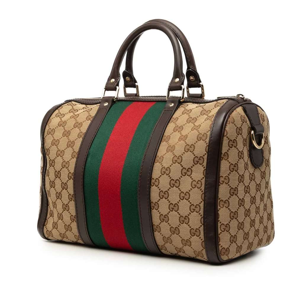 Gucci Medium GG Canvas Web Joy Boston Bag Beige Very good - Back View