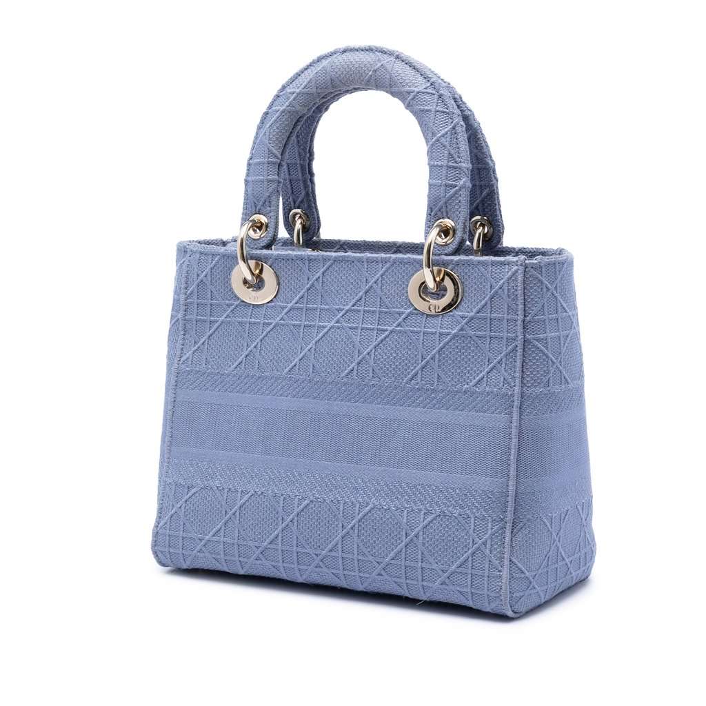 Dior Medium Canvas Cannage Lady D Lite Blue Very good condition - Back View