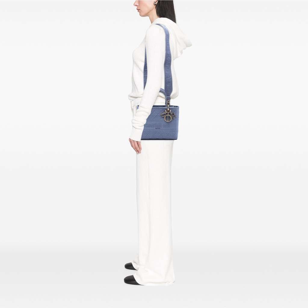 Dior Medium Canvas Cannage Lady D Lite Blue Very good condition - Box View