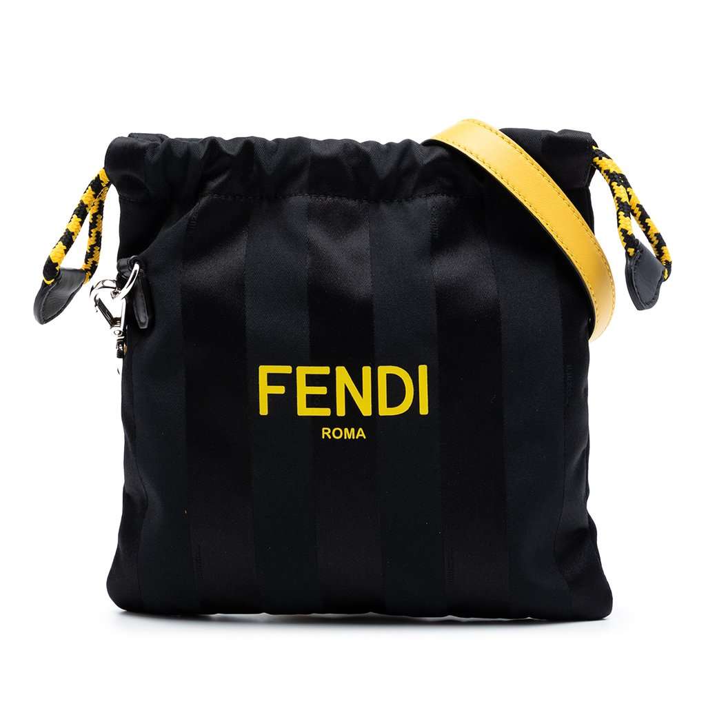 Fendi Small Pequin Nylon Pack Pouch Crossbody Black Very good - Front View