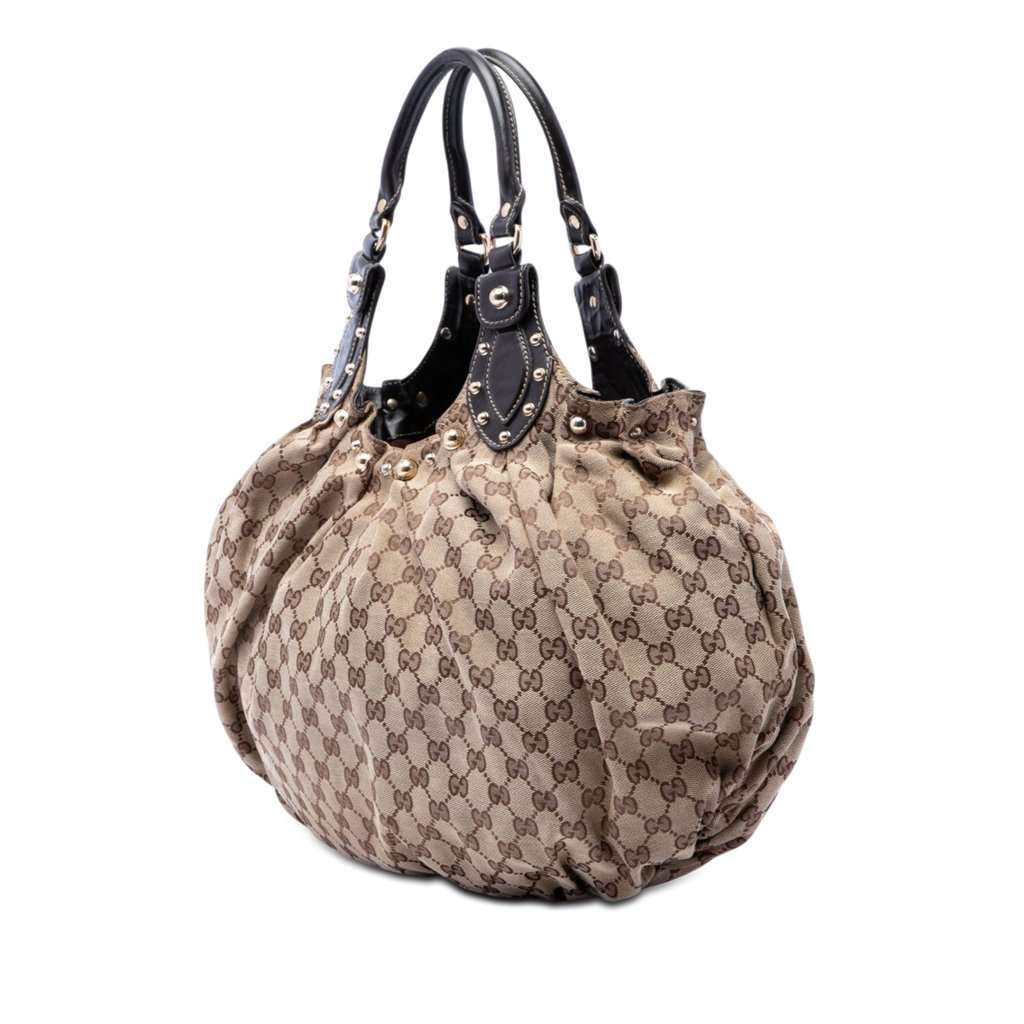 Gucci GG Canvas Studded Pelham Hobo Bag Beige Very good - Back View