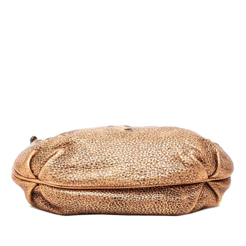 Bottega Veneta Intrecciato Trimmed Metallic Leather Crossbody Gold Leather Very good - Inside View