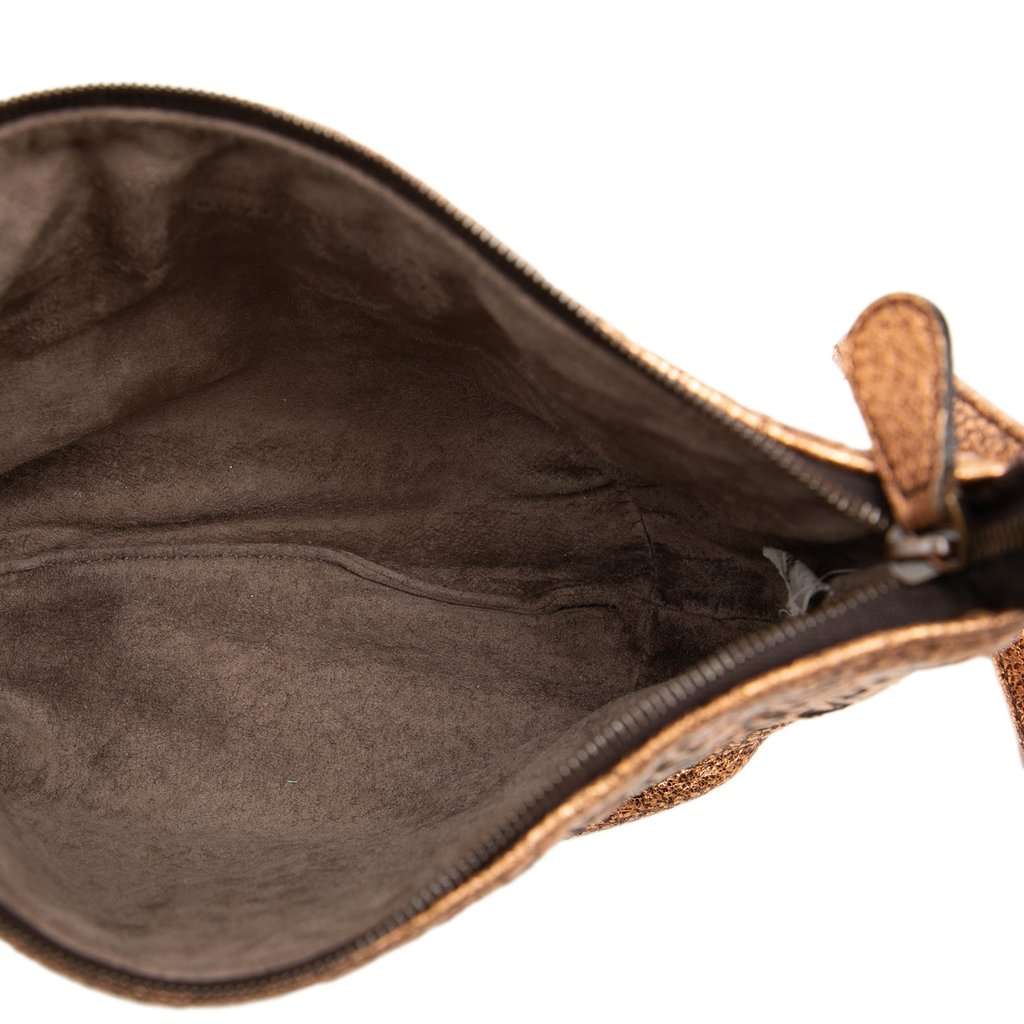 Bottega Veneta Intrecciato Trimmed Metallic Leather Crossbody Gold Leather Very good - Model View
