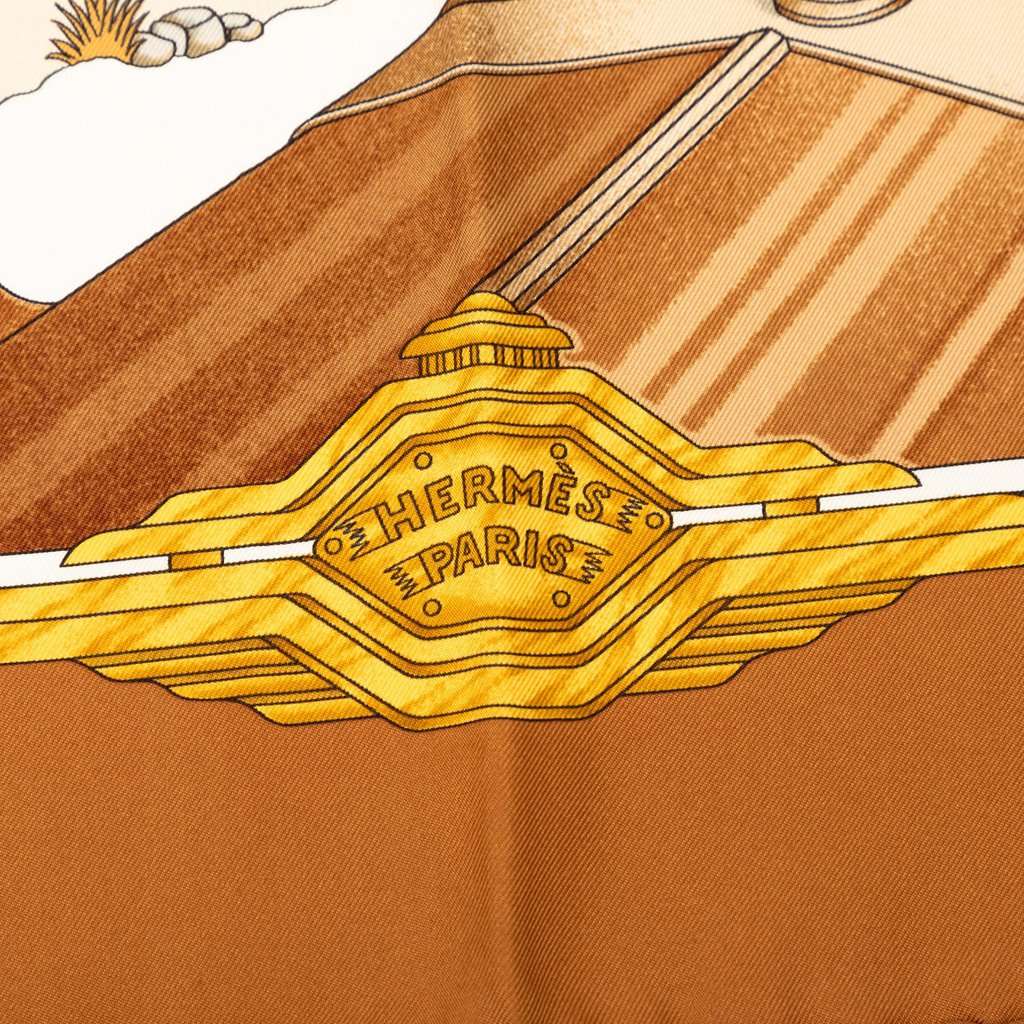Hermès Automobile Silk Scarf 90 Brown Very good condition - Inside View
