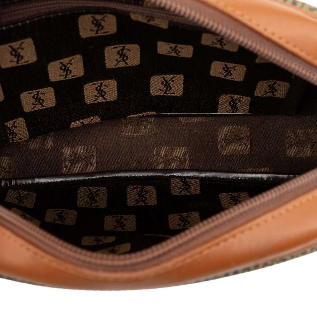 Saint Laurent Coated Canvas Crossbody Brown Very good - Model View