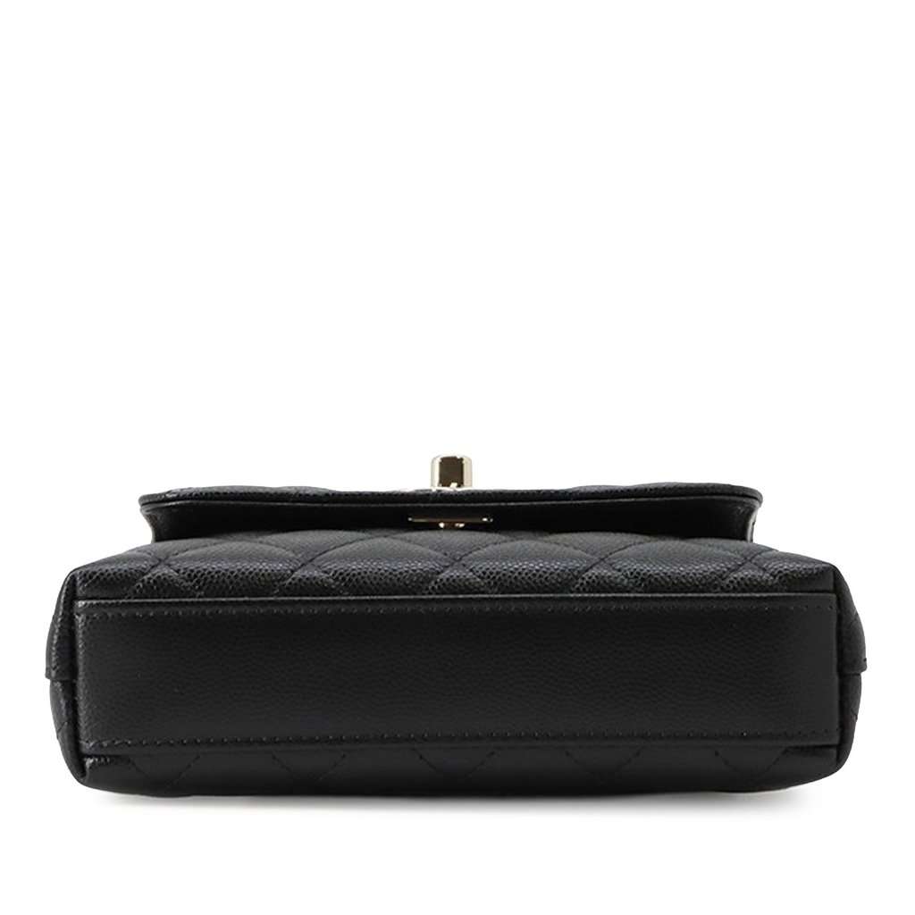 Chanel Extra Mini Quilted Caviar Coco Top Handle Bag Black Leather Very good condition - Inside View