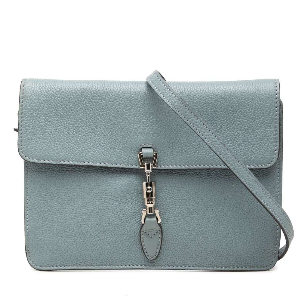 Gucci Calfskin Soft Jackie Convertible Crossbody Blue Leather Very good - Front View