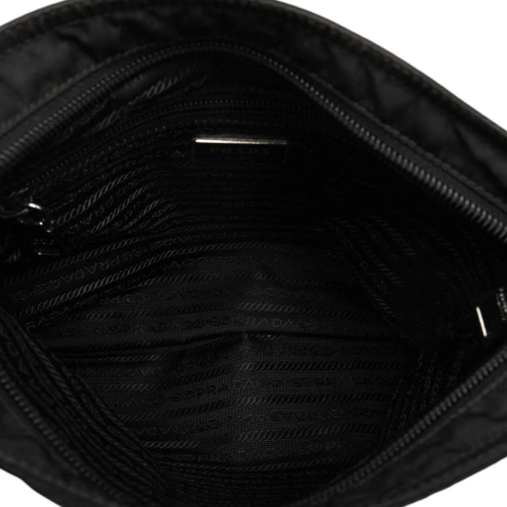 Prada Tessuto Zip Top Crossbody Black Very good - Model View