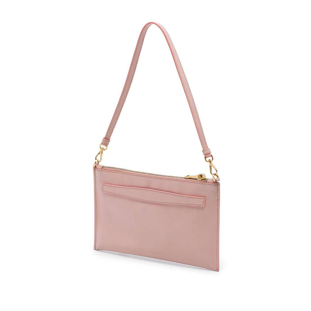Prada Saffiano Lux Pochette Pink Leather Very good - Back View