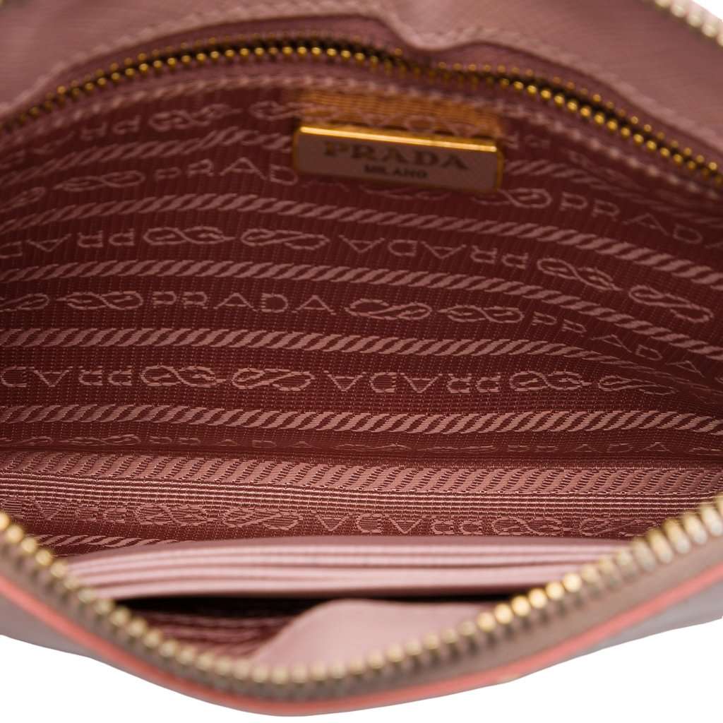 Prada Saffiano Lux Pochette Pink Leather Very good - Model View