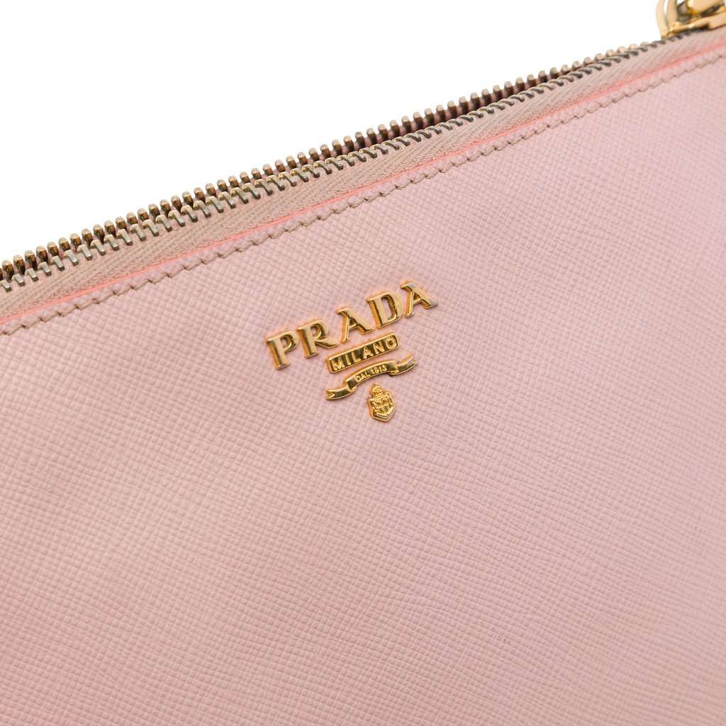 Prada Saffiano Lux Pochette Pink Leather Very good - Box View