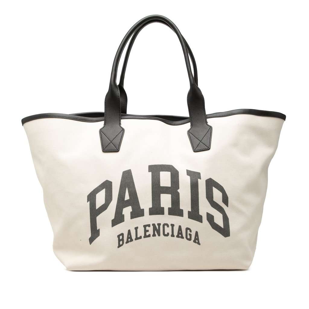 Balenciaga Large Canvas Cities Paris Jumbo Tote Brown Very good - Front View