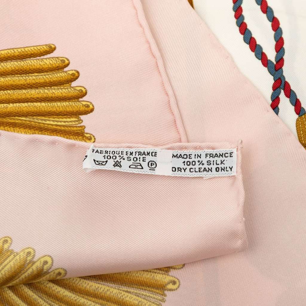 Hermès Poste et Cavalerie Silk Scarf 90 Pink Very good - Back View