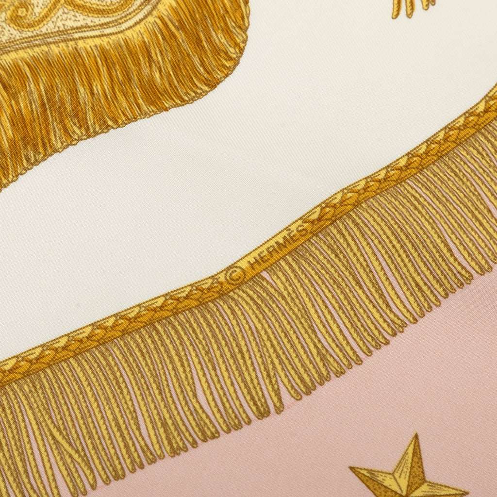 Hermès Poste et Cavalerie Silk Scarf 90 Pink Very good - Model View